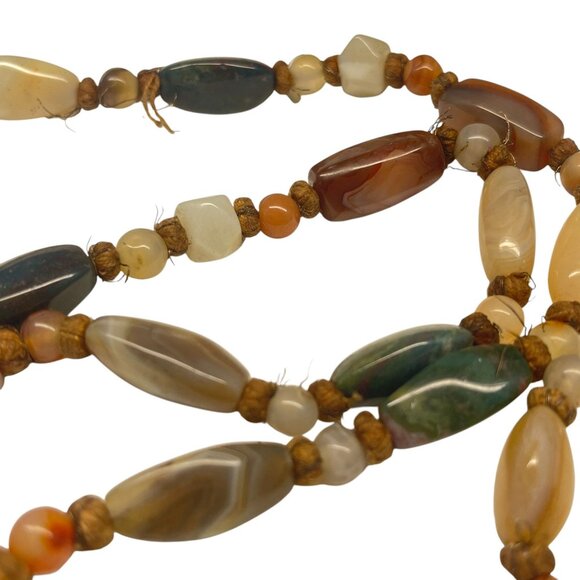 Vintage Multi-Stone Boho Necklace With Agate & Chalcedony Beads - Picture 3 of 10